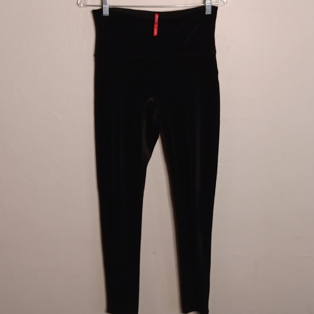 Spanx High Waist Black Velvet Leggings Size Large